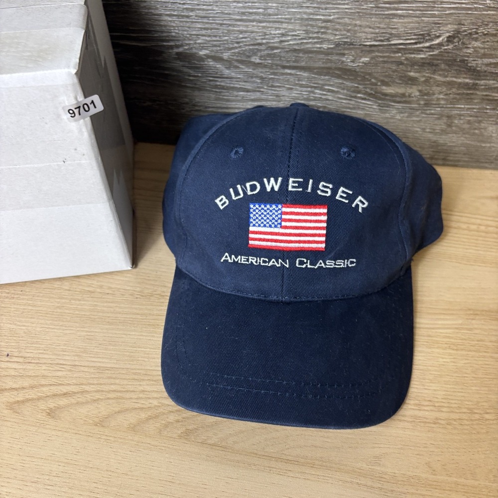 Budweiser Hat Cap Strap Back Embroidered American Classic Flag Mens USA Patrioti - Picture 8 of 8